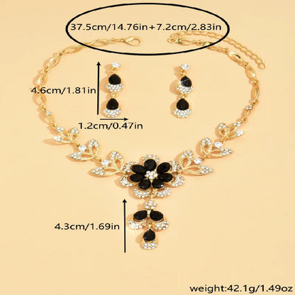Luxury 3-Piece Camellia Necklace and Earrings Set – Floral Waterdrop Design for Bridesmaids, Banquets & Special Occasions - Perfect Gift for Her