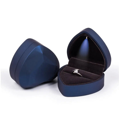 LED Light Velvet Jewelry Ring/Necklace Pendant Box – Luxury Gift Display Case for Proposal, Engagement & Wedding