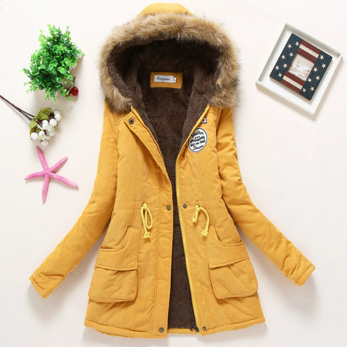 Women's Hooded Parka Jacket: Thick Warm Cotton-Padded Coat for Spring, Autumn & Winter | Casual Slim Fit (3XL) - Warm Gift for Her