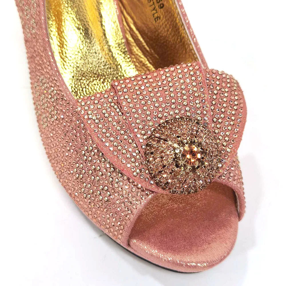 Women’s Wedding Shoes & Matching Diamond Bag Set – Italian Style Girly Glam Look Sandal & Clutch Handbag - Elegant Gift for Her