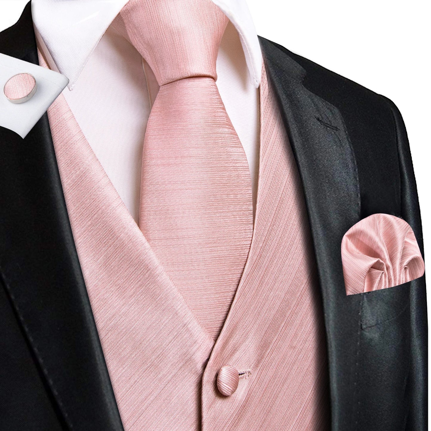 Elegant Men's Formal Silk Vest & Accessories By Hi-Tie | Waistcoat Set with Tie, Bowtie, Hanky, Cufflinks for Business, Office, Party, Wedding - Ideal Gift for Him