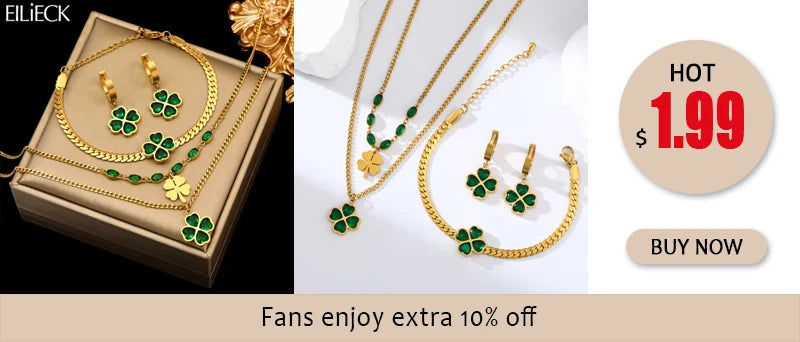 EILIECK 316L Stainless Steel White Zirconia Flower Petal Necklace Bracelet Earrings Set For Women New Trendy Jewelry Party Gift