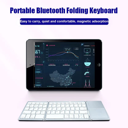 Wireless Double/Triple Foldable  Keyboard with Touchpad - Bluetooth Connection, Multi-Function Button Mini Keyboard & Compatible with Windows, Android, iOS, & Phone - Ideal Gift for All