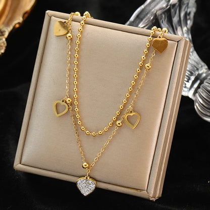 EILIECK 316L Stainless Steel White Green Red Zirconia Crystal Necklace For Women Fashion Neck Jewelry Wedding Party Accessories