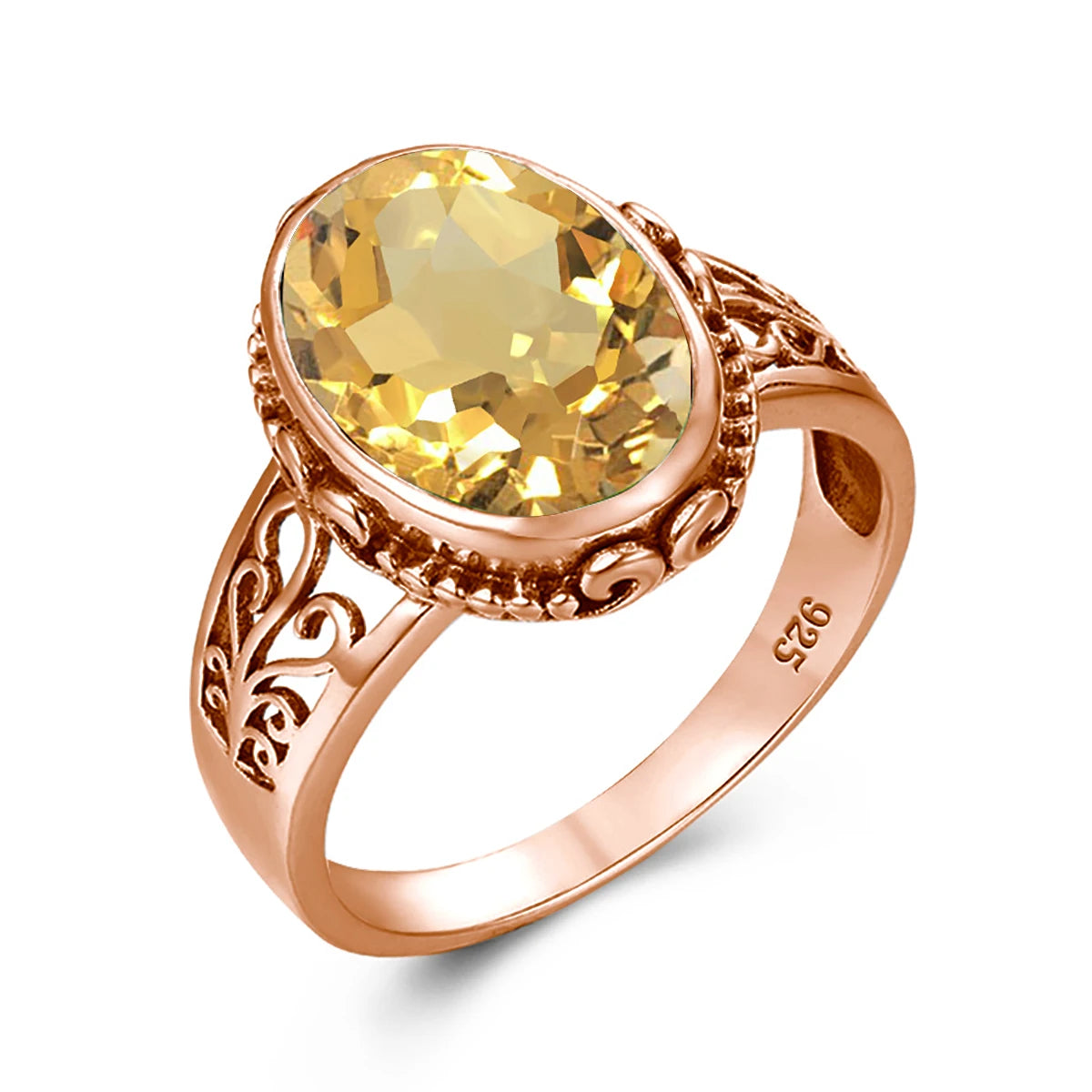 Luxury 10x14mm Oval Cut Yellow Gold Citrine Ring for Women – Art Deco Birthstone Wedding  Party Jewelry - Perfect Gift for Her