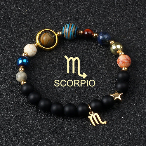 Stunning Solar System Bracelets - 12 Constellations, 8 Planets, Natural Stone - Perfect for Any Outfit, Ideal Gifts for All