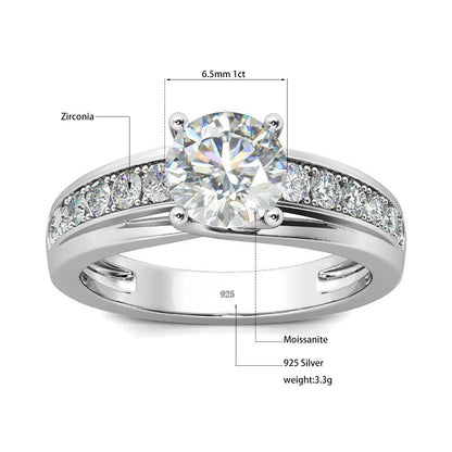 1 Carat Moissanite Engagement Ring for Women – 925 Sterling Silver Rhodium Plated Wedding Jewelry - Elegant Gift for Her