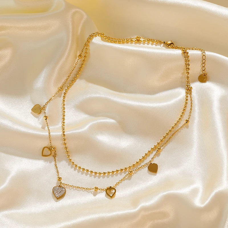 EILIECK 316L Stainless Steel White Green Red Zirconia Crystal Necklace For Women Fashion Neck Jewelry Wedding Party Accessories