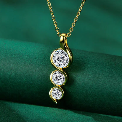 RAPRGOLD 925 Silver Chain With Moissanite Pendant for Women – Round Cut & Twisted Pendant Necklace for Wedding, Party - Jewelry Gift for Her