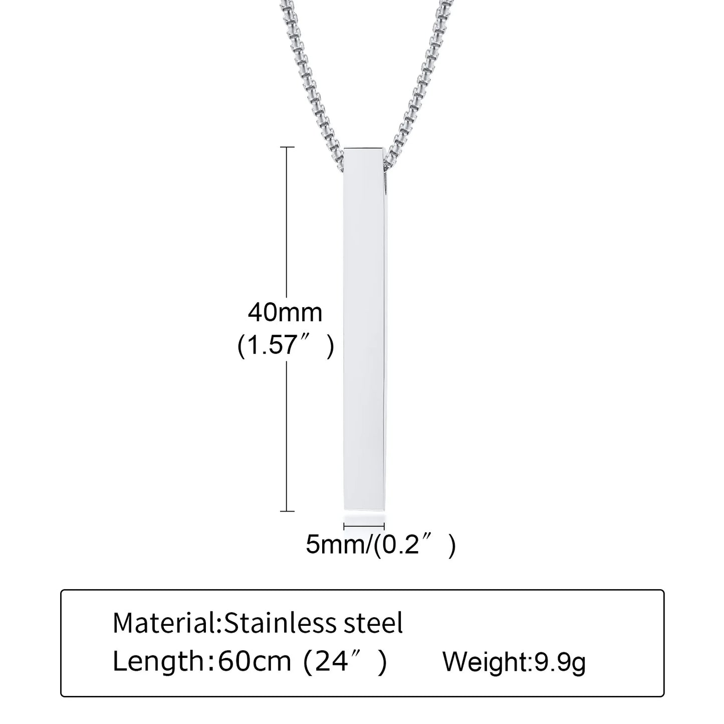 Waterproof Stainless Steel Bar Pendant Necklace – Unisex Minimalist Jewelry