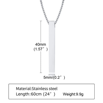 Waterproof Stainless Steel Bar Pendant Necklace – Unisex Minimalist Jewelry