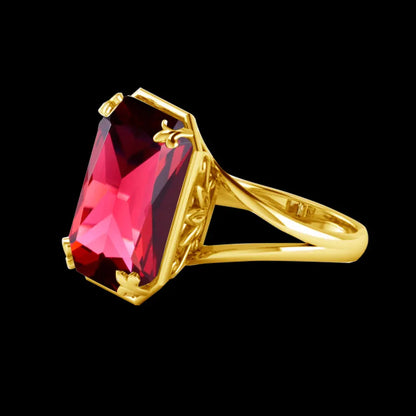 Luxury Rectangle Ruby Women's Ring – 925 Sterling Silver Gold Plated Party Jewelry for Wedding, Birthday, Anniversary & Party - Elegant Gift for Her