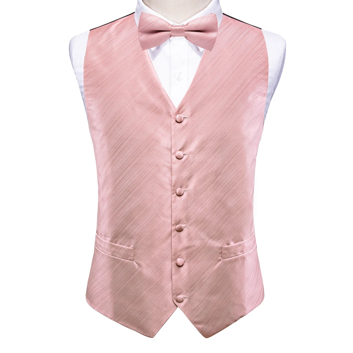 Elegant Men's Formal Silk Vest & Accessories By Hi-Tie | Waistcoat Set with Tie, Bowtie, Hanky, Cufflinks for Business, Office, Party, Wedding - Ideal Gift for Him