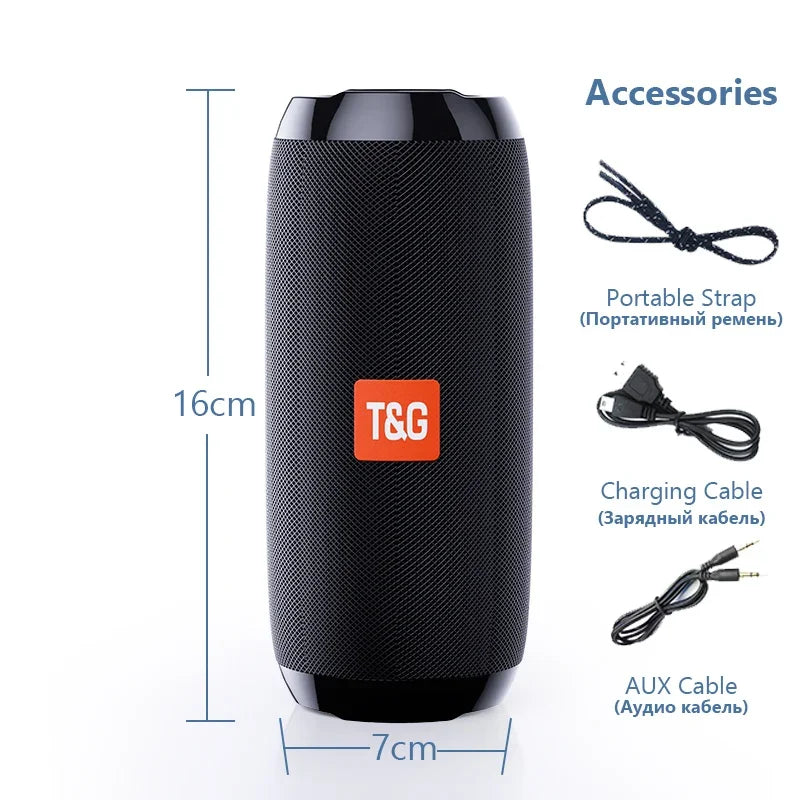 T&G Portable Bluetooth Speaker - Outdoor Wireless Woofer Connects to Mobile Devices, Tablets, and TVs with Free Call, FM, TF Card, & USB Flash Drive - Perfect Gift for All