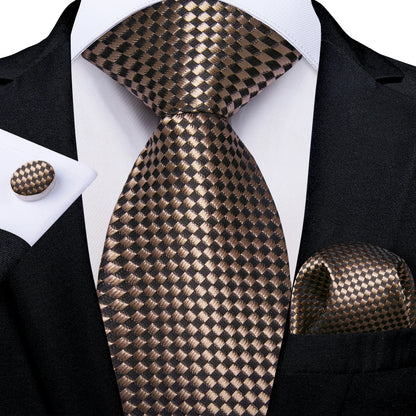Luxury Orange Paisley Men's Tie Set for Business, Office, Party, Wedding| 3.15 Inch Silk Polyester Necktie, Cufflinks & Pocket Square - Perfect Gift for Him