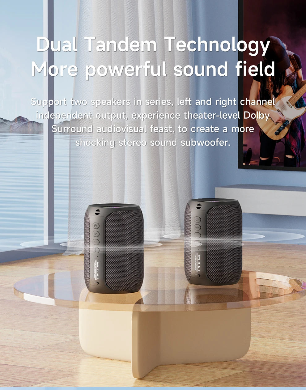Powerful Bluetooth Speaker with Deep Bass & LED Light – Waterproof Outdoor Soundbox, Wireless Bluetooth  Subwoofer - Perfect Gift for Friends, Family