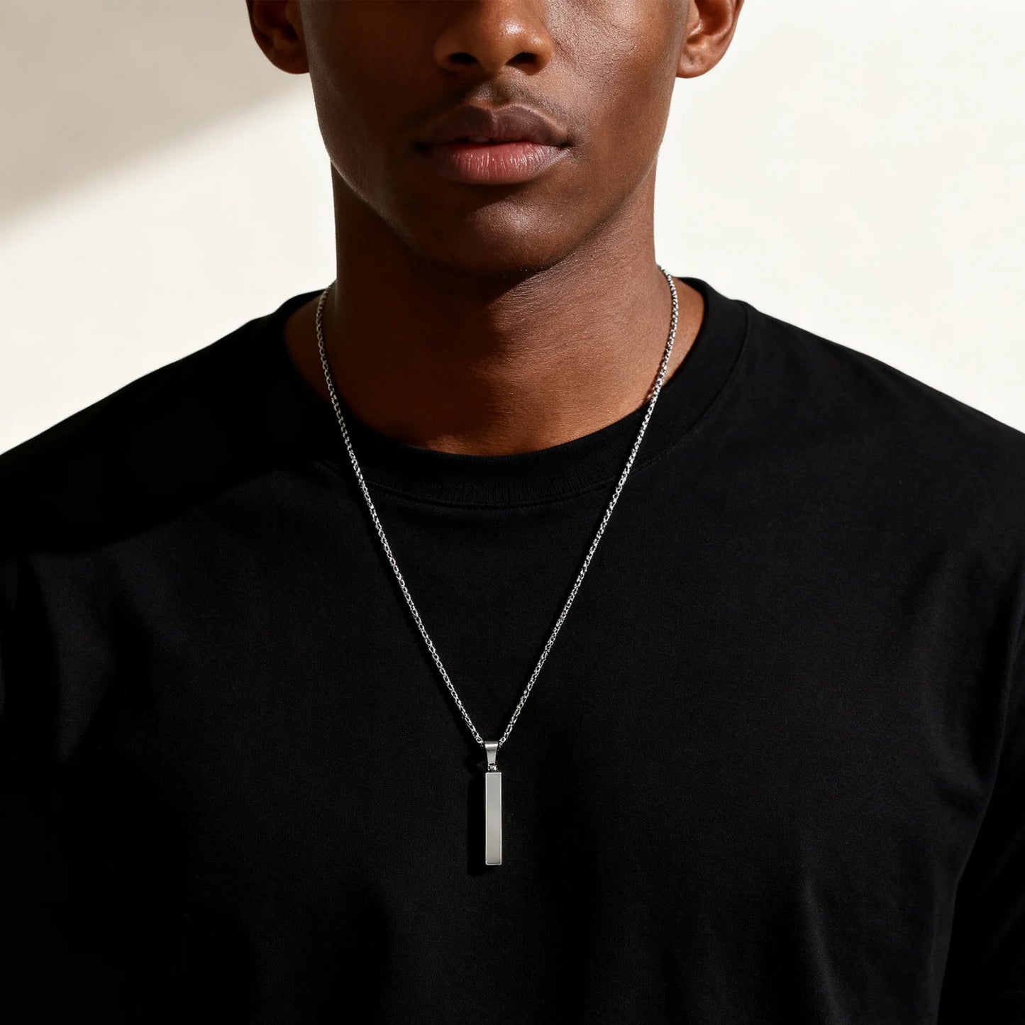 Waterproof Stainless Steel Bar Pendant Necklace – Unisex Minimalist Jewelry