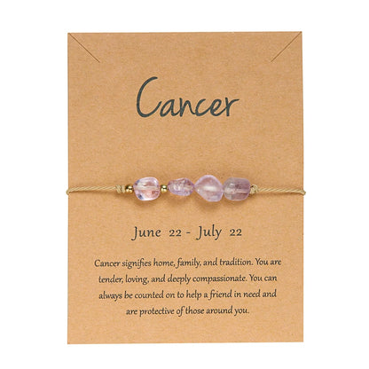 Charm 12 Constellation Natural Stone Beads Bracelet For Women Couple Hand Woven Rope Friendship Birthday Zodiac Jewelry Gifts