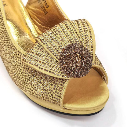Women’s Wedding Shoes & Matching Diamond Bag Set – Italian Style Girly Glam Look Sandal & Clutch Handbag - Elegant Gift for Her