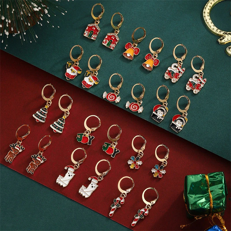 Christmas Earrings Set for Women 12/20 Pairs – Crystal Zircon Snowflake, Bowknot, Elk & Xmas Tree Holiday Gifts