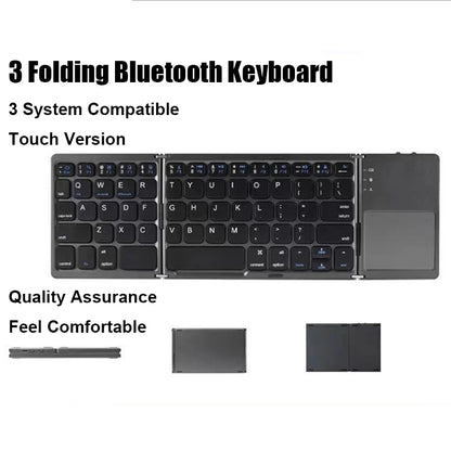 Wireless Double/Triple Foldable  Keyboard with Touchpad - Bluetooth Connection, Multi-Function Button Mini Keyboard & Compatible with Windows, Android, iOS, & Phone - Ideal Gift for All