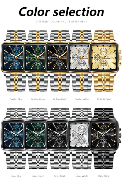 POEDAGAR Square Men’s Watch, Waterproof – Premium Stainless Steel Chronograph with Luminous Display Casual Wrist Watch. Gift for all.