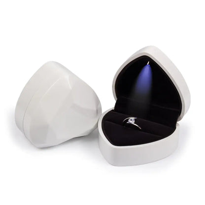 LED Light Velvet Jewelry Ring/Necklace Pendant Box – Luxury Gift Display Case for Proposal, Engagement & Wedding