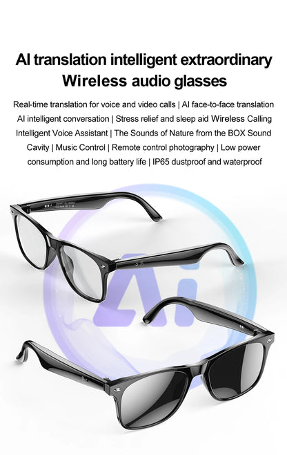LIGE Intelligent Translation Smart Bluetooth Glasses - Wireless Calling Sunglasses with Mic, Touch Control & Voice Assistant - Perfect Gift for All
