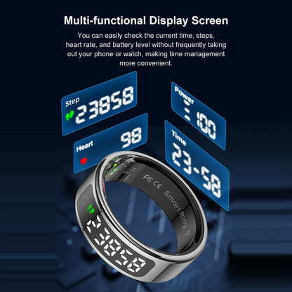 Touchscreen Smart Ring with Display – Heart Rate & Blood Oxygen Monitor, 5ATM Waterproof, Android & iOS Compatible - Gift for All