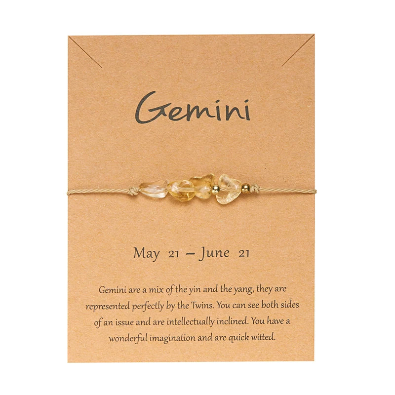 Charm 12 Constellation Natural Stone Beads Bracelet For Women Couple Hand Woven Rope Friendship Birthday Zodiac Jewelry Gifts