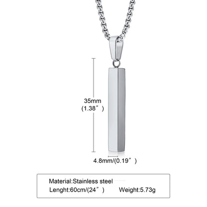 Waterproof Stainless Steel Bar Pendant Necklace – Unisex Minimalist Jewelry