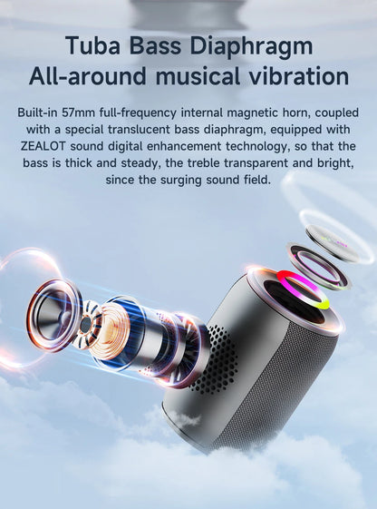 Powerful Bluetooth Speaker with Deep Bass & LED Light – Waterproof Outdoor Soundbox, Wireless Bluetooth  Subwoofer - Perfect Gift for Friends, Family