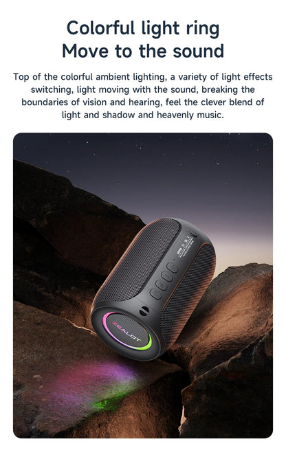 Powerful Bluetooth Speaker with Deep Bass & LED Light – Waterproof Outdoor Soundbox, Wireless Bluetooth  Subwoofer - Perfect Gift for Friends, Family