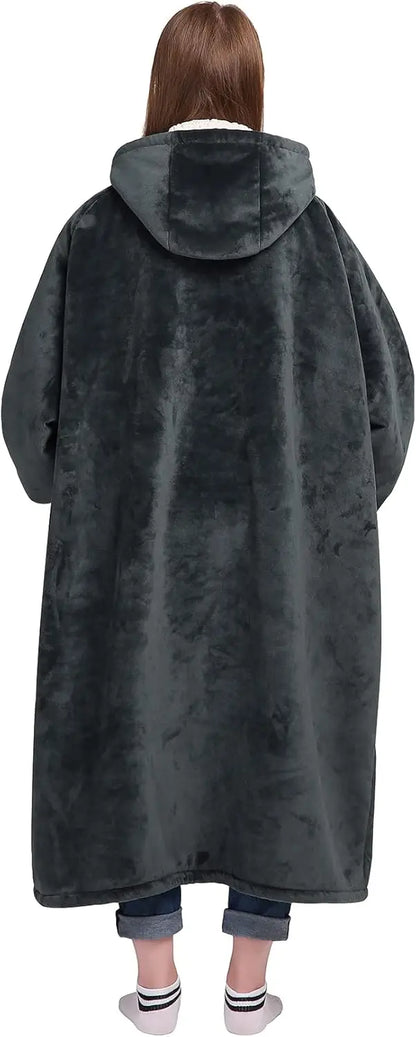 Super Sized Wearable Blanket Hoodie – Soft Hooded Sweatshirt with Sleeves & Pockets—Perfect For Gifting Comfort and Relaxation
