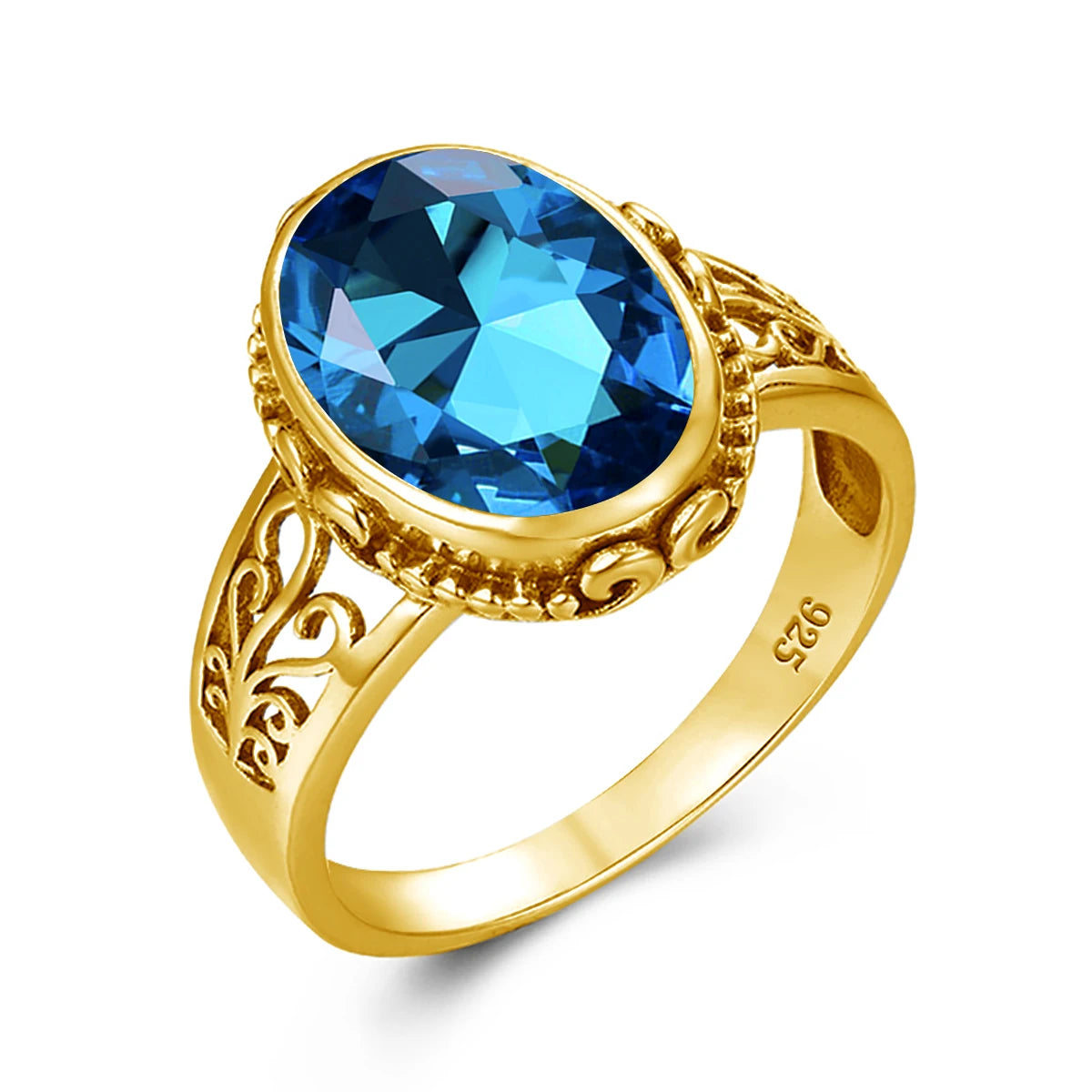 Luxury 10x14mm Oval Cut Yellow Gold Citrine Ring for Women – Art Deco Birthstone Wedding  Party Jewelry - Perfect Gift for Her