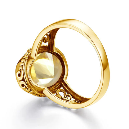 Luxury 10x14mm Oval Cut Yellow Gold Citrine Ring for Women – Art Deco Birthstone Wedding  Party Jewelry - Perfect Gift for Her