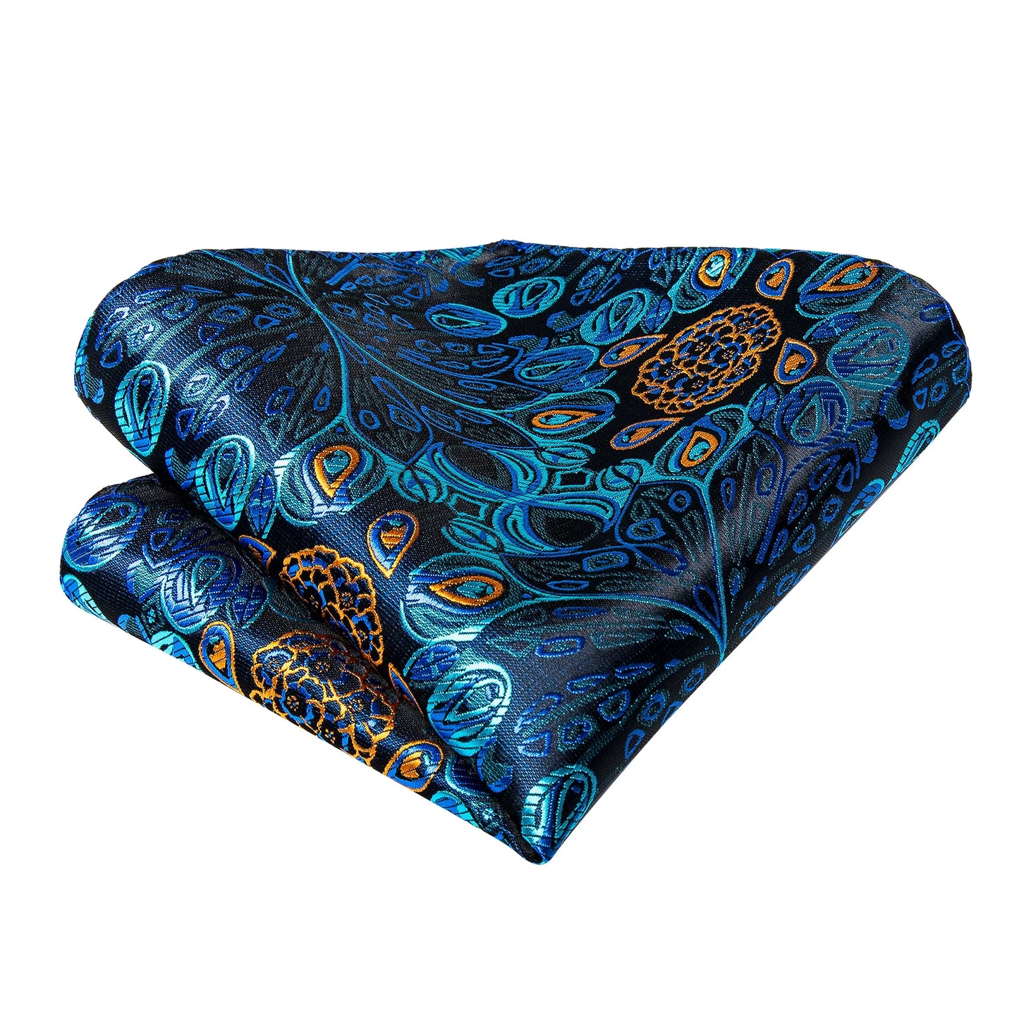 Luxury Orange Paisley Men's Tie Set for Business, Office, Party, Wedding| 3.15 Inch Silk Polyester Necktie, Cufflinks & Pocket Square - Perfect Gift for Him