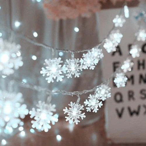 Christmas Fairy Light Snowflake LED String Lights, ideal for Xmas room décor, holiday garlands, Santa Claus gifts, and New Year ornaments