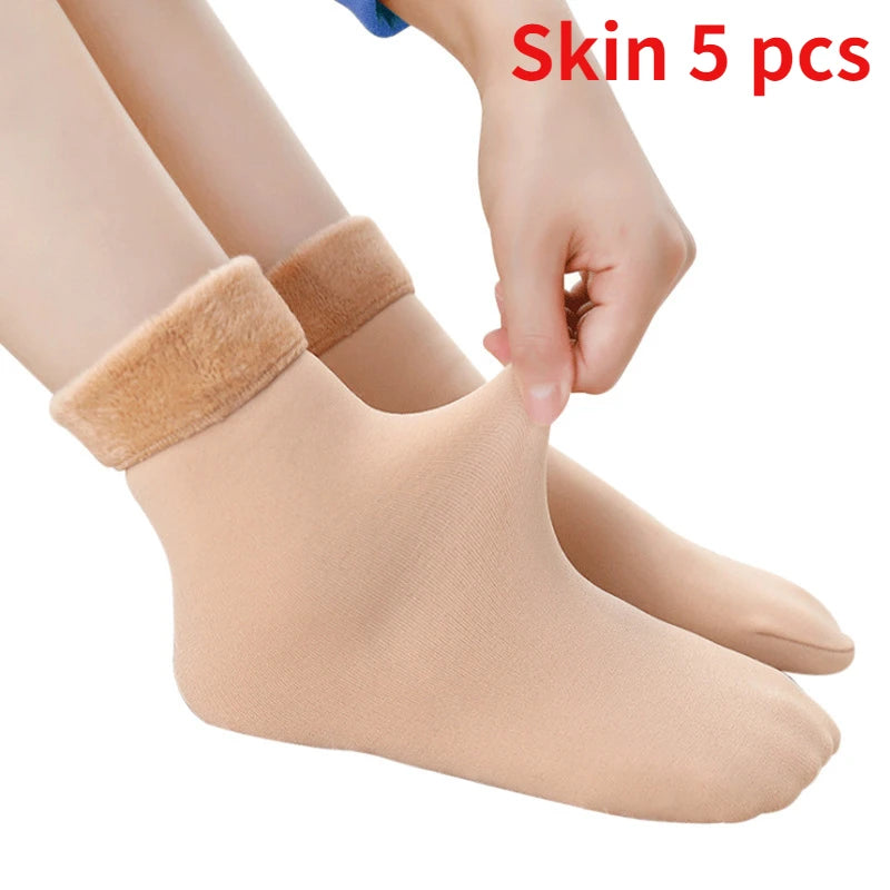 5 Pairs Winter Thermal Wool Cashmere Socks – Warm Seamless Unisex Velvet Sock