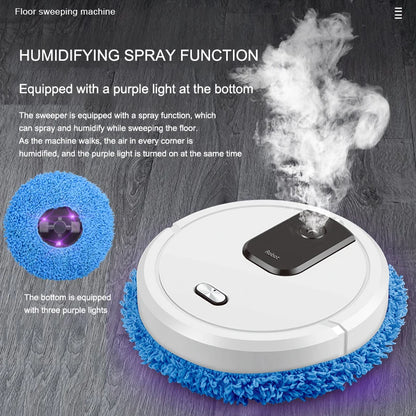 Smart Robot Vacuum Cleaner Sweeping & Mop with Humidifying Spray - Rechargeable Robot Home Appliance, Pet Friendly
