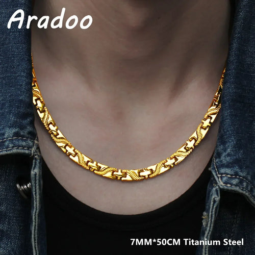 Unisex Design Magnetic Therapy Dragon Necklace – Cross-collared Titanium Steel Germanium Sleep Aid Pendant by ARADOO - Ideal Gift for All