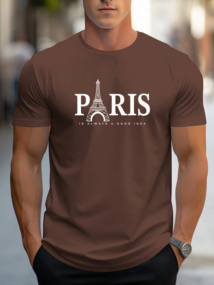 Paris Graphic Men’s T-Shirt – Short Sleeve Fashion Streetwear Pullover, Trendy Oversized Casual Summer Top - Perfect Gift For Him.