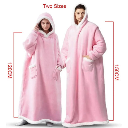 Wearable Blanket Hoodie, Flannel Sherpa Fleece Blanket Sweatshirt for Adults Women, Men, One Size Fits All