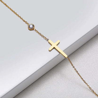Women’s Minimalist Thin Chain Bracelet Cross Moon Star Charm