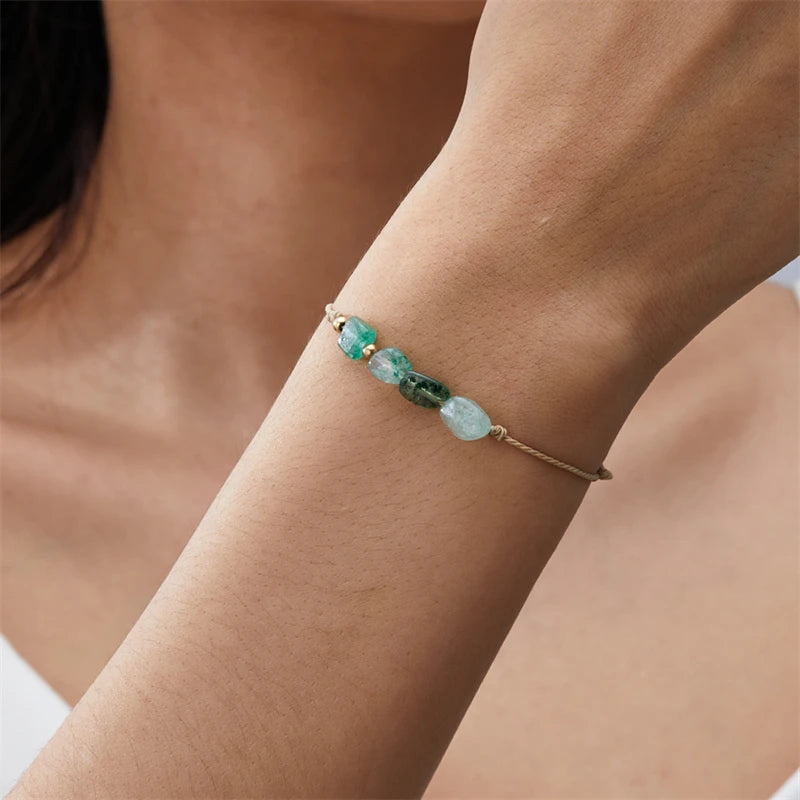 Charm 12 Constellation Natural Stone Beads Bracelet For Women Couple Hand Woven Rope Friendship Birthday Zodiac Jewelry Gifts
