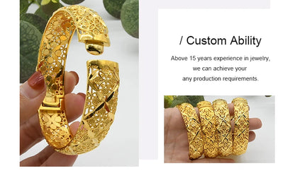 ANIID Dubai 24K Gold Plated Bangle Arabic / Indian Bridal Charm Bracelet | Luxury Wedding & Party Jewelry