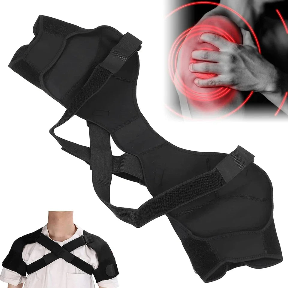 Adjustable Double Shoulder Support Brace – Compression Strap for Pain Relief & Posture Correction - Ideal Gift for Loved Ones