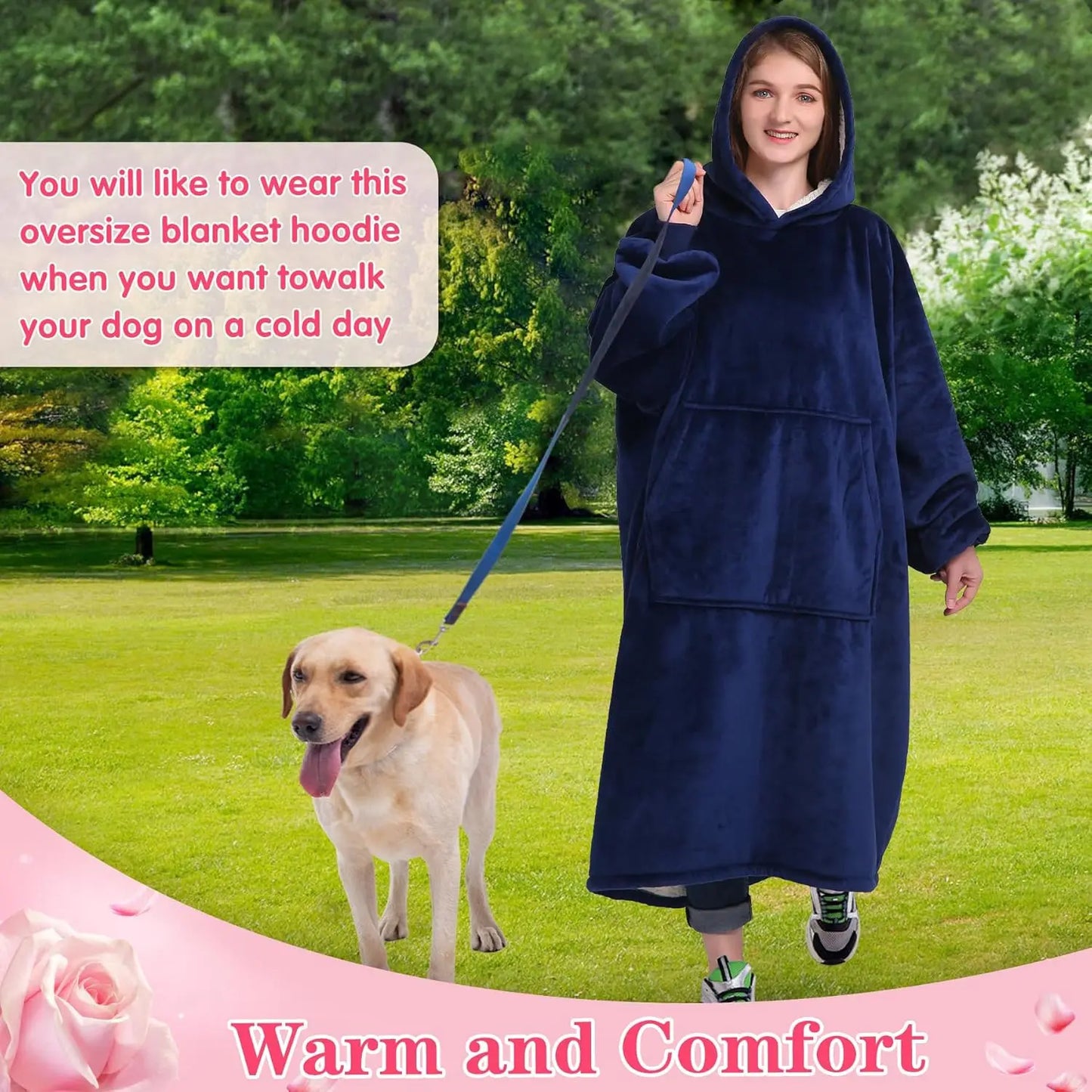 Super Sized Wearable Blanket Hoodie – Soft Hooded Sweatshirt with Sleeves & Pockets—Perfect For Gifting Comfort and Relaxation