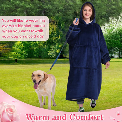 Super Sized Wearable Blanket Hoodie – Soft Hooded Sweatshirt with Sleeves & Pockets—Perfect For Gifting Comfort and Relaxation