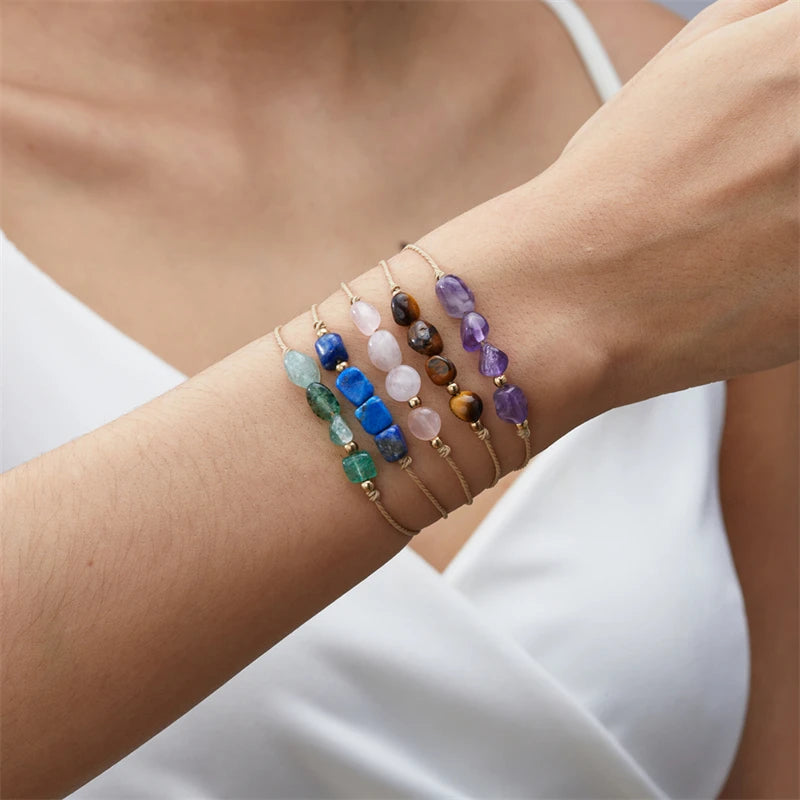 Charm 12 Constellation Natural Stone Beads Bracelet For Women Couple Hand Woven Rope Friendship Birthday Zodiac Jewelry Gifts